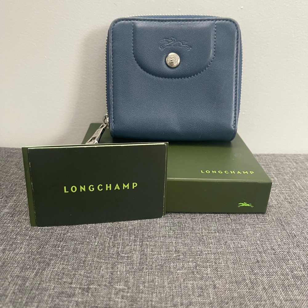 Longchamp Small Zip Around Wallet in Blue